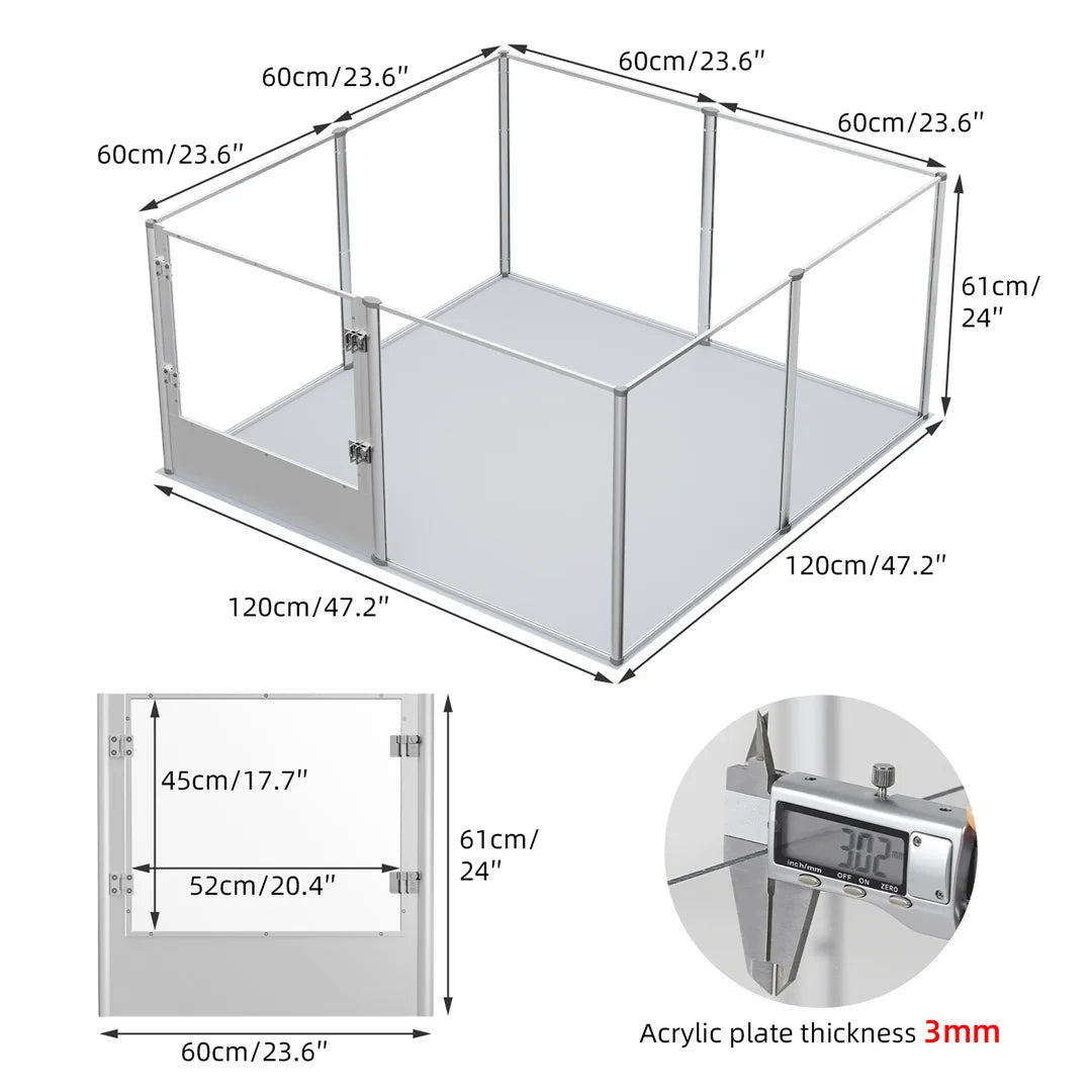 BINGOPAW Acrylic Pet Whelping Pen 6-10 Panels Multiple Sizes Clear Playpen Fence for Guinea Pigs Rabbits Small Animals
