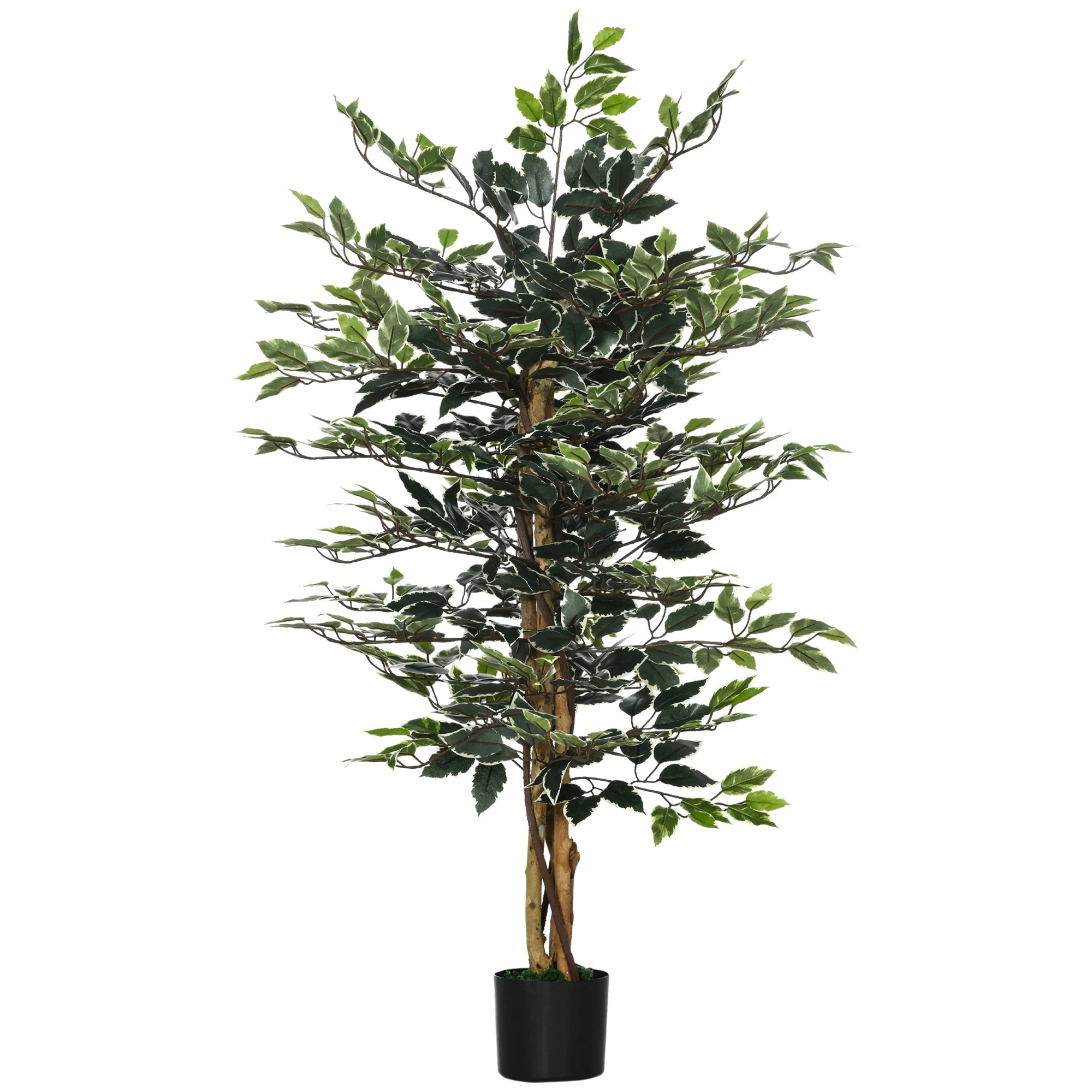 Artificial Ficus Tree with Lifelike Leaves and Natural Trunks Green