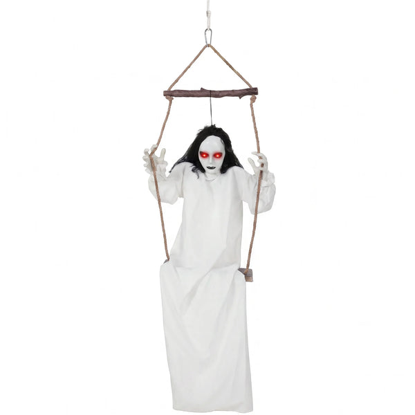 170cm Animated Hanging Swing Ghost with Glowing Red Eyes