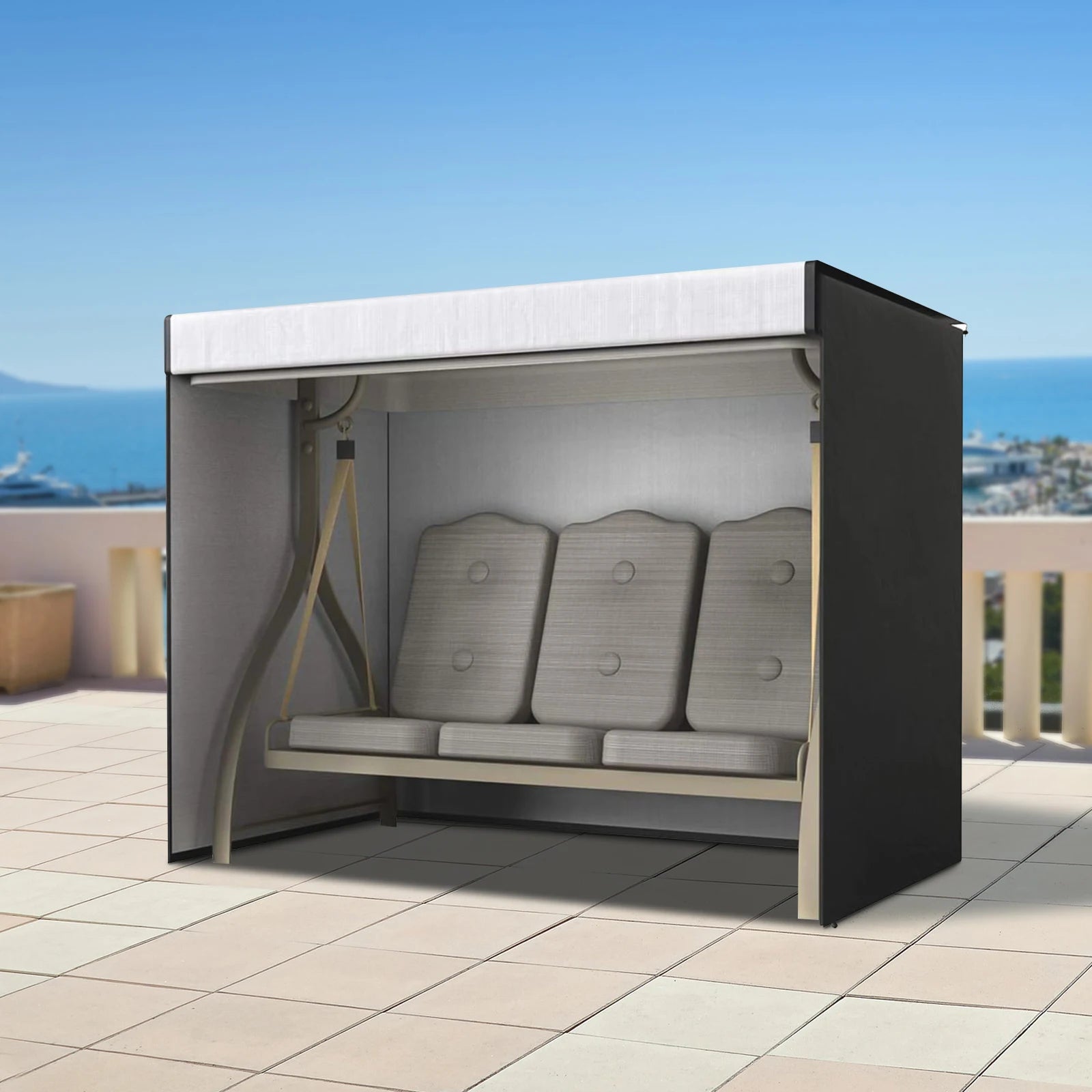 210D Oxford Cloth Outdoor Swing Cover, Waterproof Windproof and Dustproof Garden Swing Seat Cover