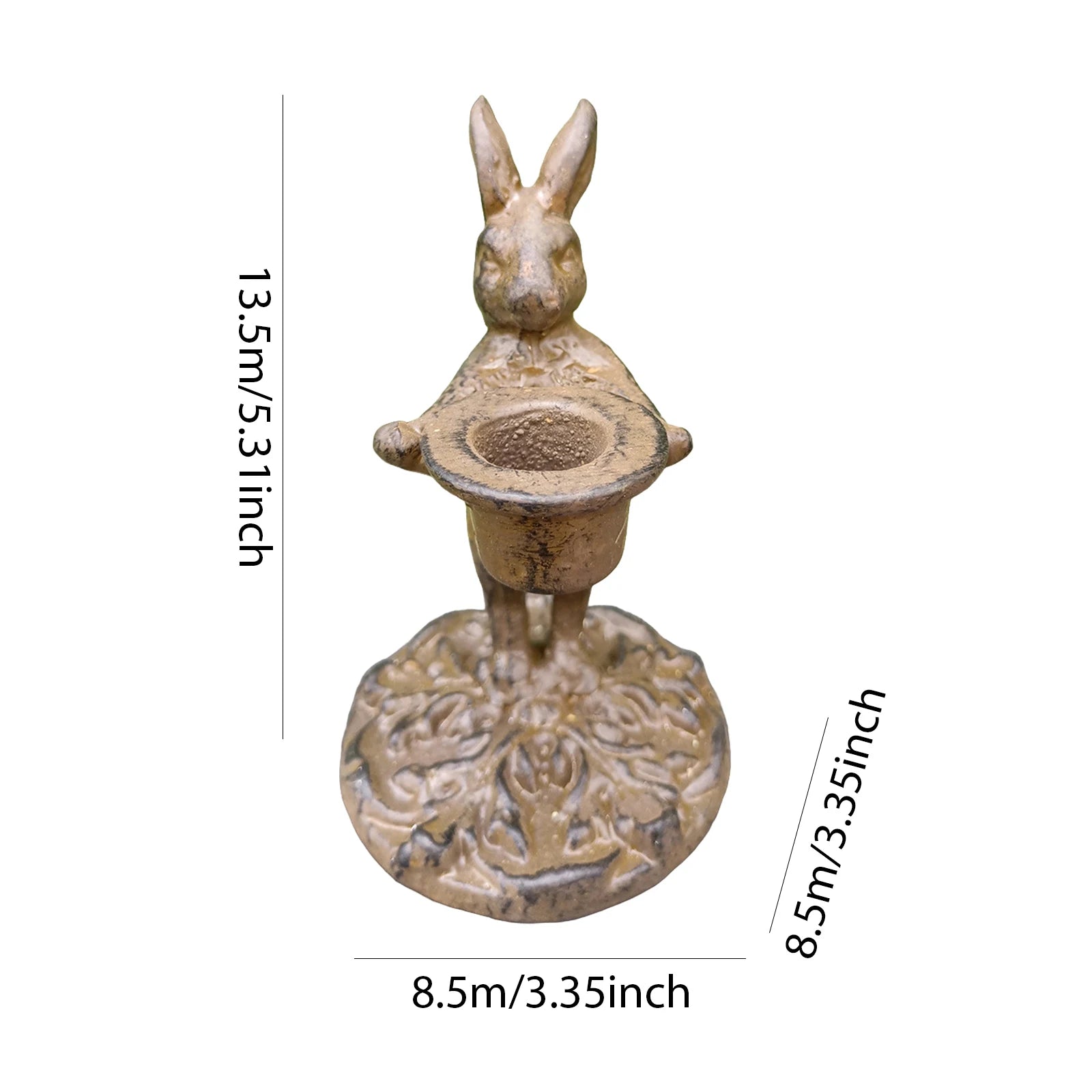 Antique Rabbit Candlestick Metal Bunny Candle Holder Decorative Home Ornament