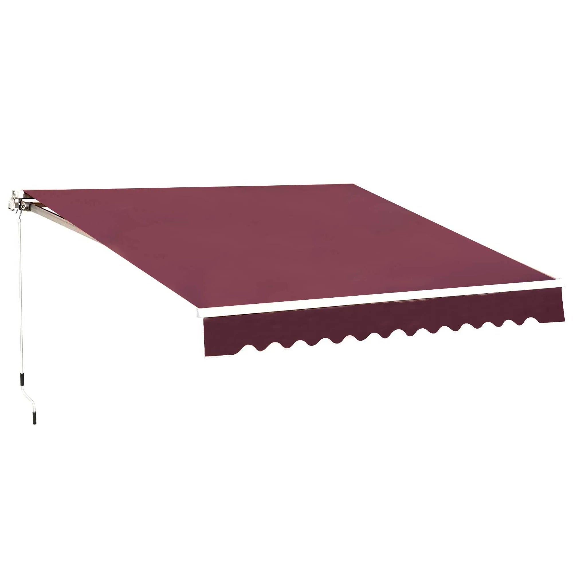 3x2.5m Manual Retractable Garden Awning 280g Polyester 90% UV Block Crank Handle for Patio Door Window Red