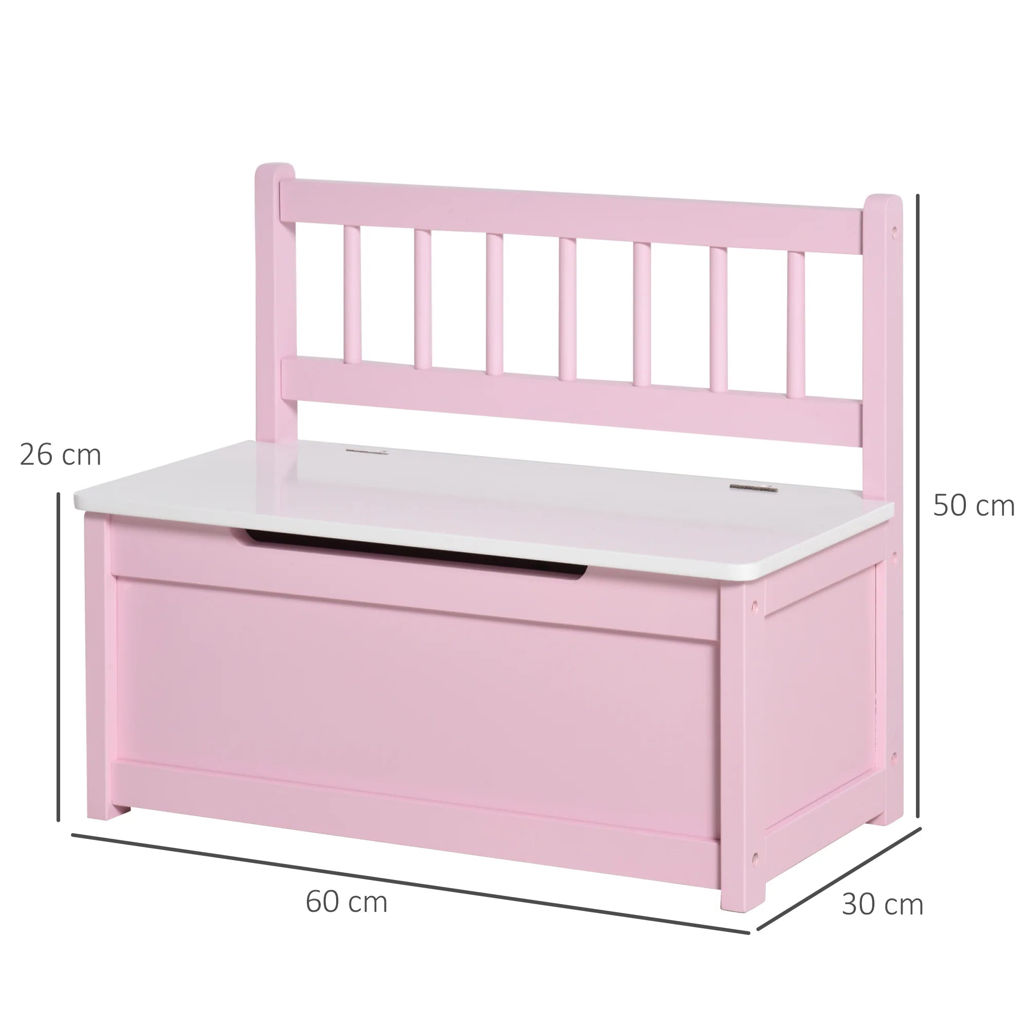2 in 1 Kids Toy Box Storage Bench Wooden Chest with Safety Lid