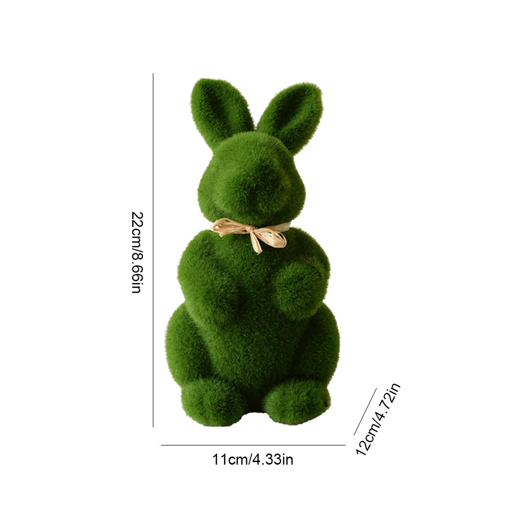 Easter Moss Bunny Figurine Artificial Flocking Rabbit Desktop Decoration Ornament