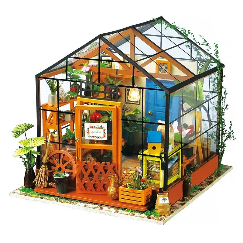 Robotime DIY Miniature Dollhouse Kit with Furniture, Wooden Assemble Toy for Kids & Adults