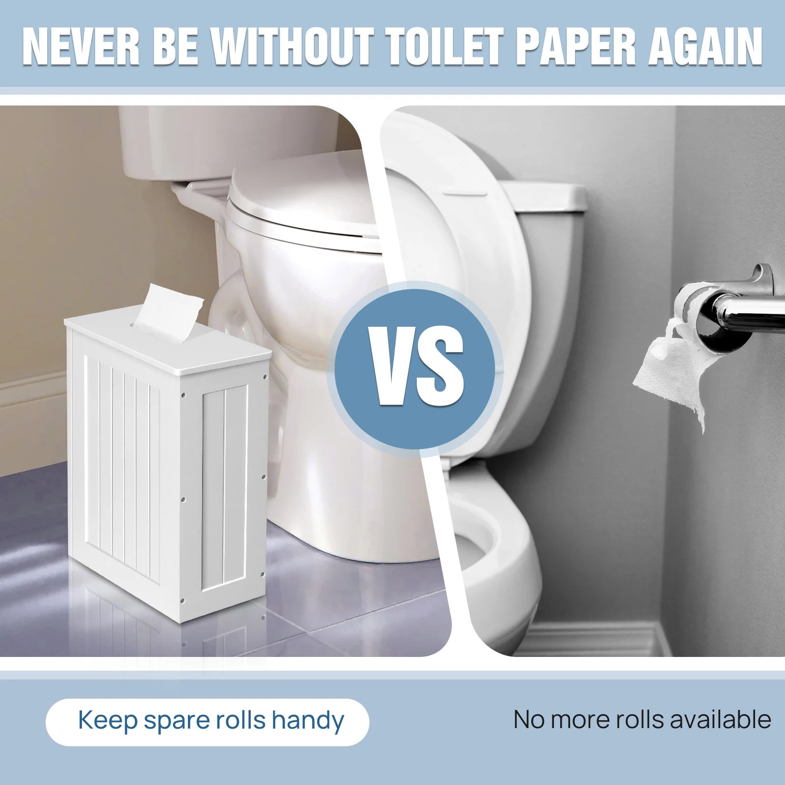 Small White Bathroom Cabinet Wall Mounted or Freestanding | Tissue and Toiletry Storage Organiser 27x35cm