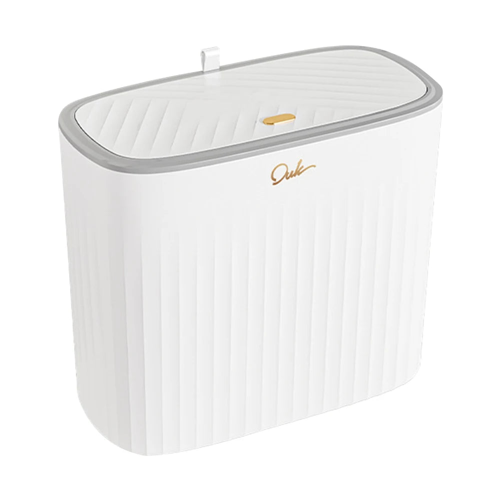 12L Slim Trash Can Press Top Odor Free Narrow Waste Bin Bathroom Kitchen Office