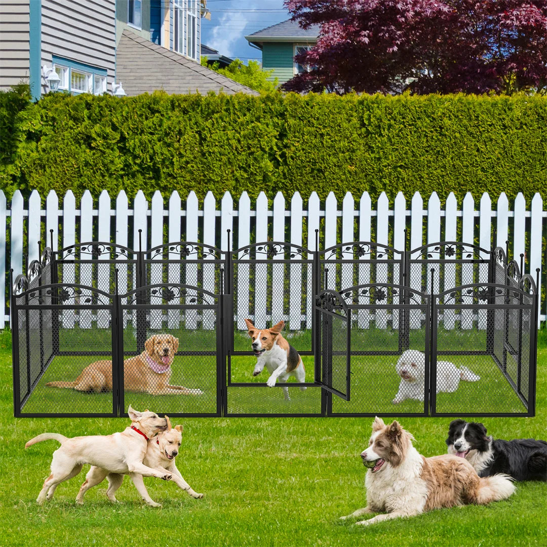 BINGOPAW 8 Panel DIY Heavy Duty Dog Playpen 126x126x88cm Waterproof Pad for Whelping Training Puppies