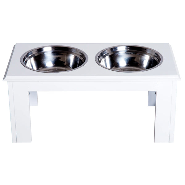 Raised Pet Feeder with Two Stainless Steel Bowls for Dogs