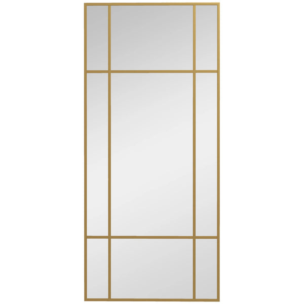 Window Style Vanity Mirror 110 x 50cm Hanging Wall Mirror, Gold Tone