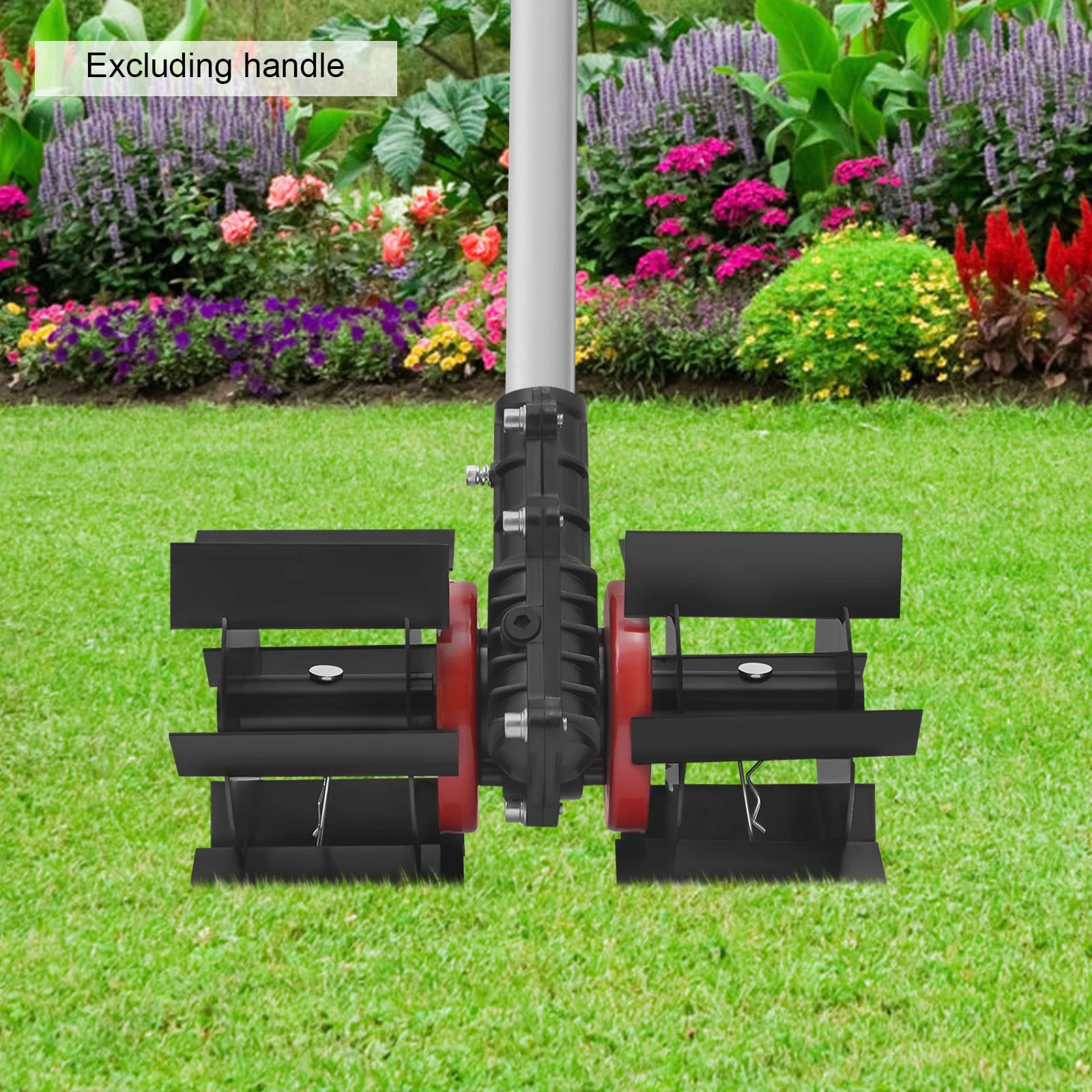 9 Tooth Weeding Wheel Iron 24x15x15cm 10cm Blades Lawn Mower Weed Remover for Garden Allotment Red Black