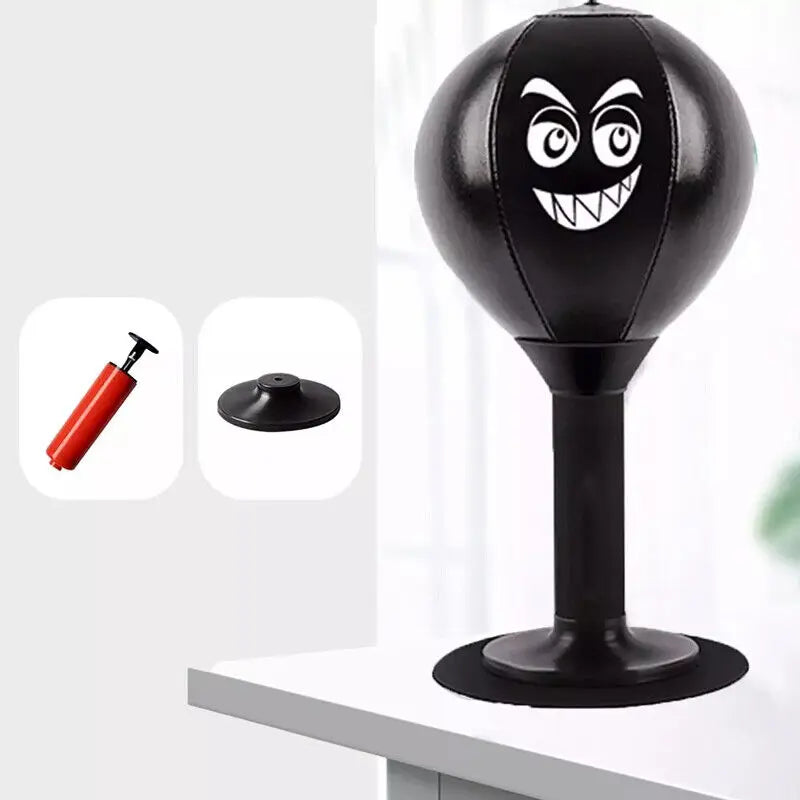 Desktop Punching Bag Stress Relief Ball with Suction Cup PU Leather for Desk Table Boxing UK