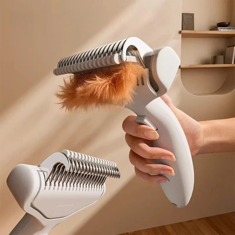 Pet Hair Removal Comb Curved Stainless Steel Teeth 17cm Detangling Brush for Dogs Cats Long Thick Hair