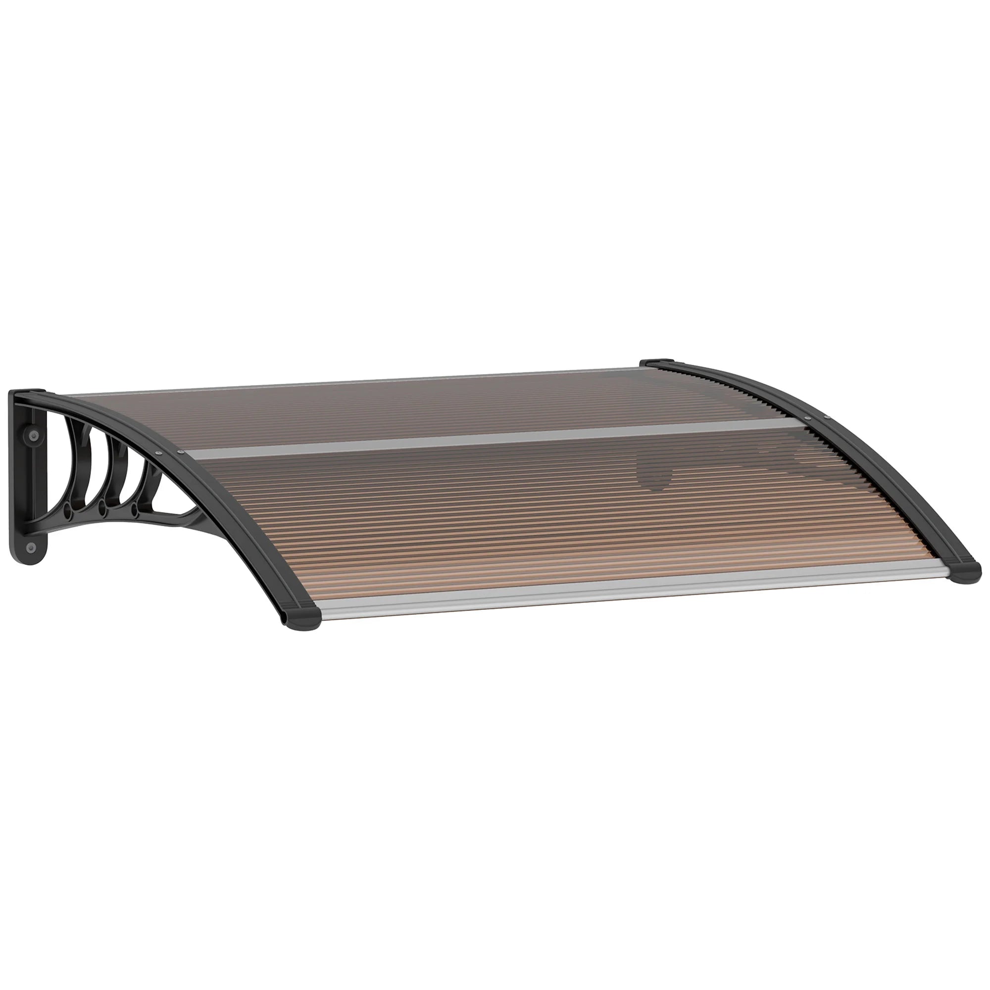 Outdoor Door Canopy Porch Awning 100x75cm UV Resistant Polycarbonate Rain Cover for Window Door Entrance Brown