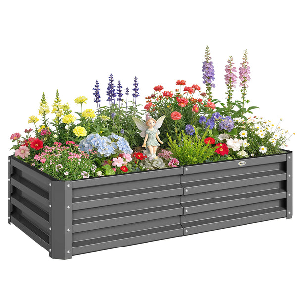 Raised Garden Bed Steel Planter with 30.5cm High Panels Open Bottom Powder Coated Light Grey
