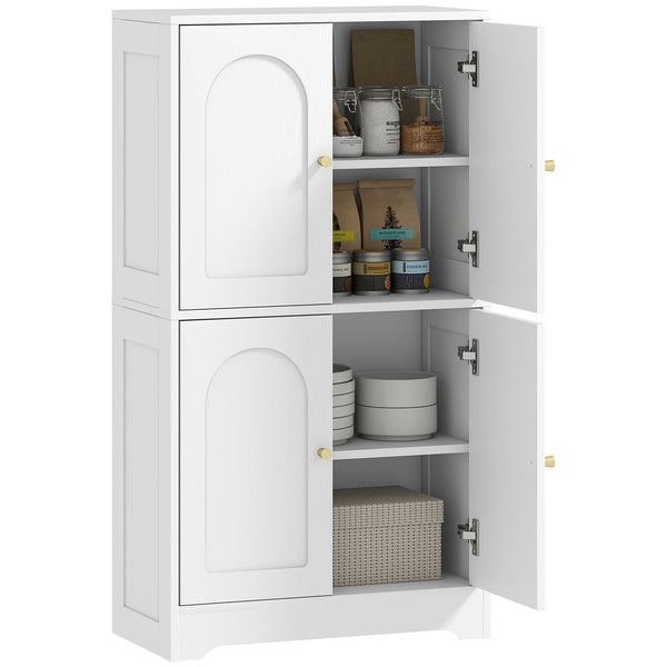 110cm Kitchen Cupboard with 4 Arched Doors and Adjustable Shelves, White