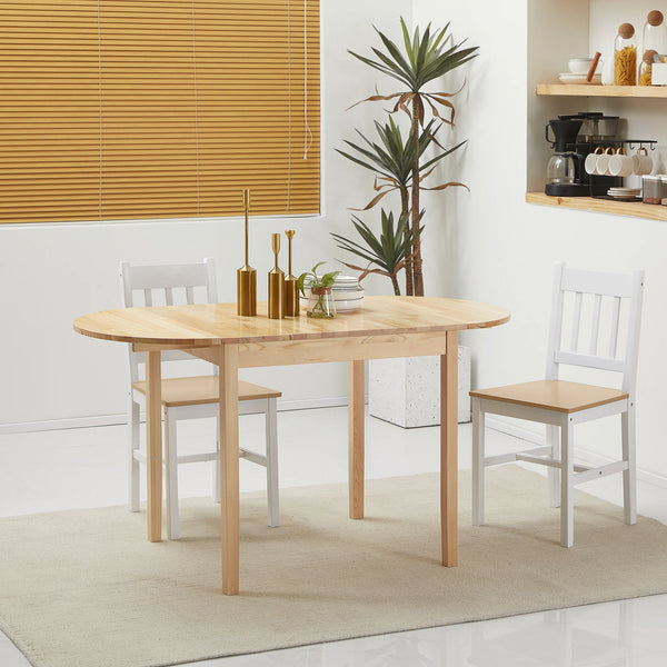 Foldable Dining Table, Solid Wood Drop Leaf Table, Natural