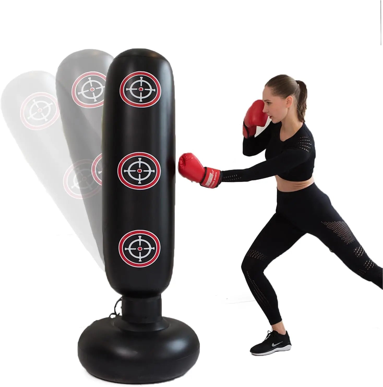 160cm Inflatable Punch Bag Free Standing Boxing Target with Numbered Zones for Kids Adults Training