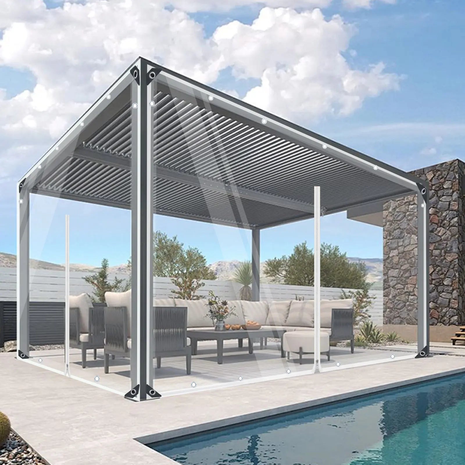GKXLH Clear PVC Tarp with Zipper | Heavy Duty Transparent Waterproof Cover for Greenhouse & Patio