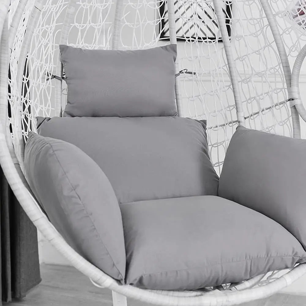 Egg Chair Replacement Cushion Set with Headrest Pillow, Non-Slip Straps and PP Cotton Filling