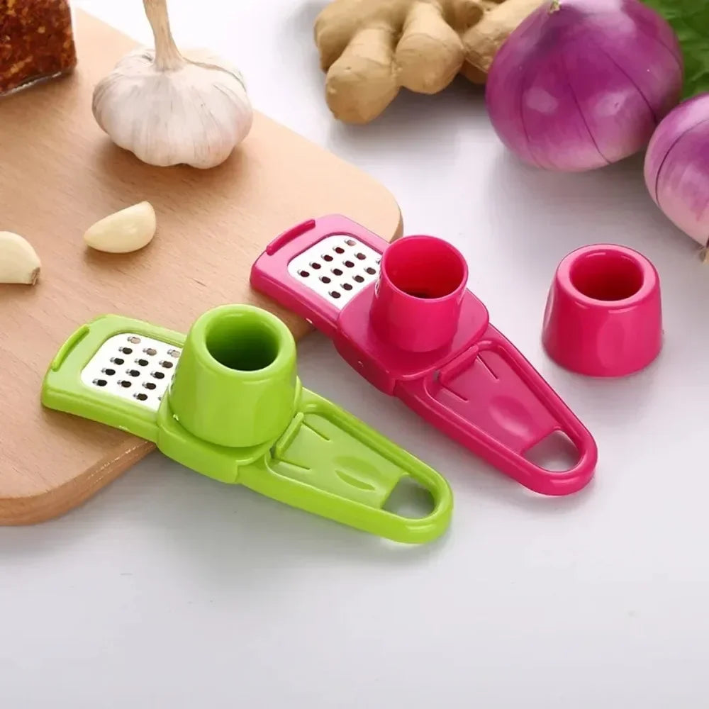 Manual Garlic Press and Peeler Multi-Function Tool | Ginger Crusher Mincer Grater for Kitchen Chopping and Slicing