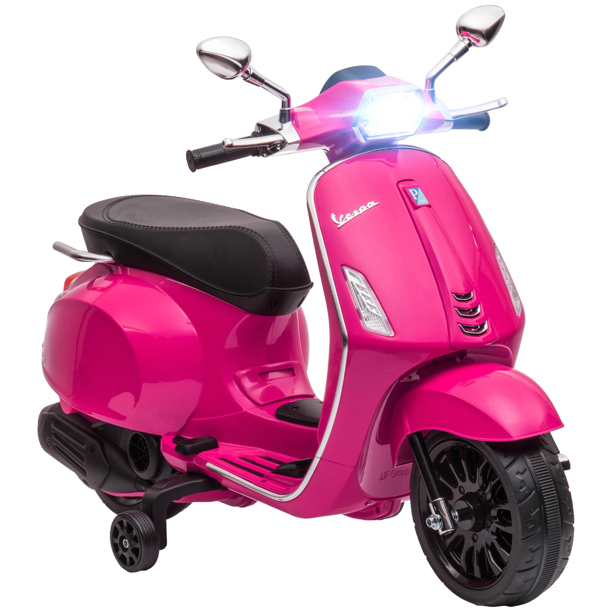 12V Kids Electric Scooter Ride On with Training Wheels Lights Music and FM Radio Ages 3-6