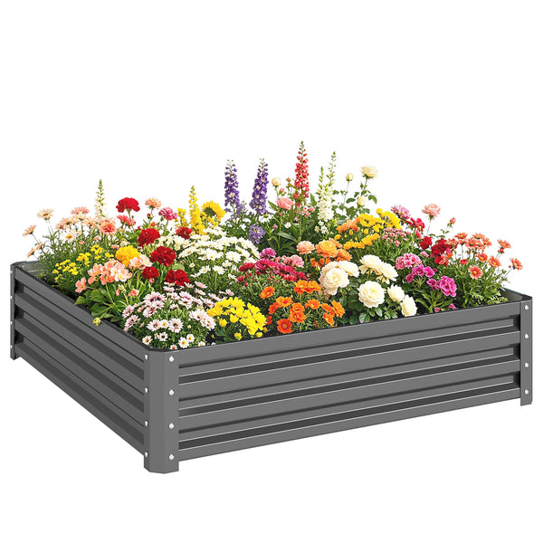 Raised Garden Planter Kit, Galvanised Steel, Light Grey