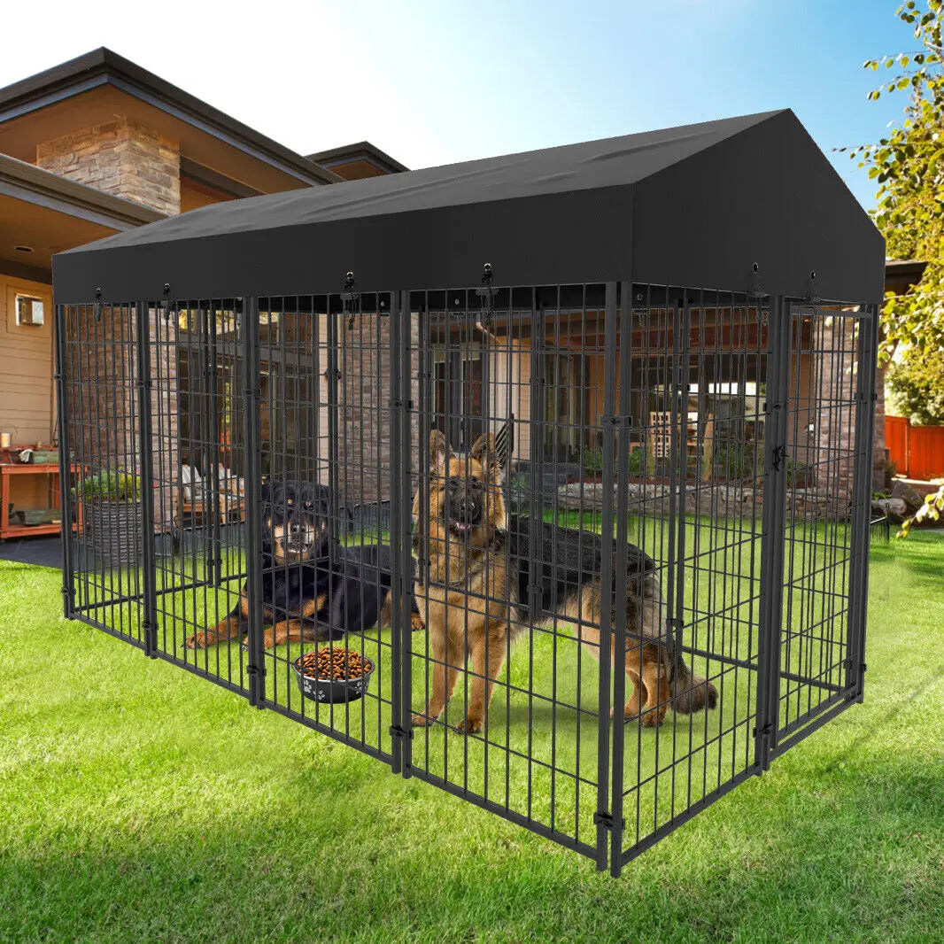 Oversize Dog Cage Pet Run Enclosure with Roof 127x120x134cm High Fence Kennel Outdoor Indoor