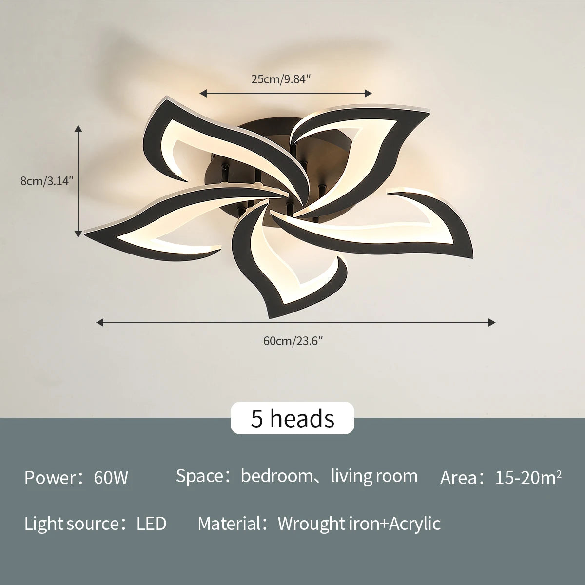 40W Petal Shape LED Ceiling Light Dimmable 4700LM 3000K-6500K Remote Control Acrylic for Living Room Bedroom