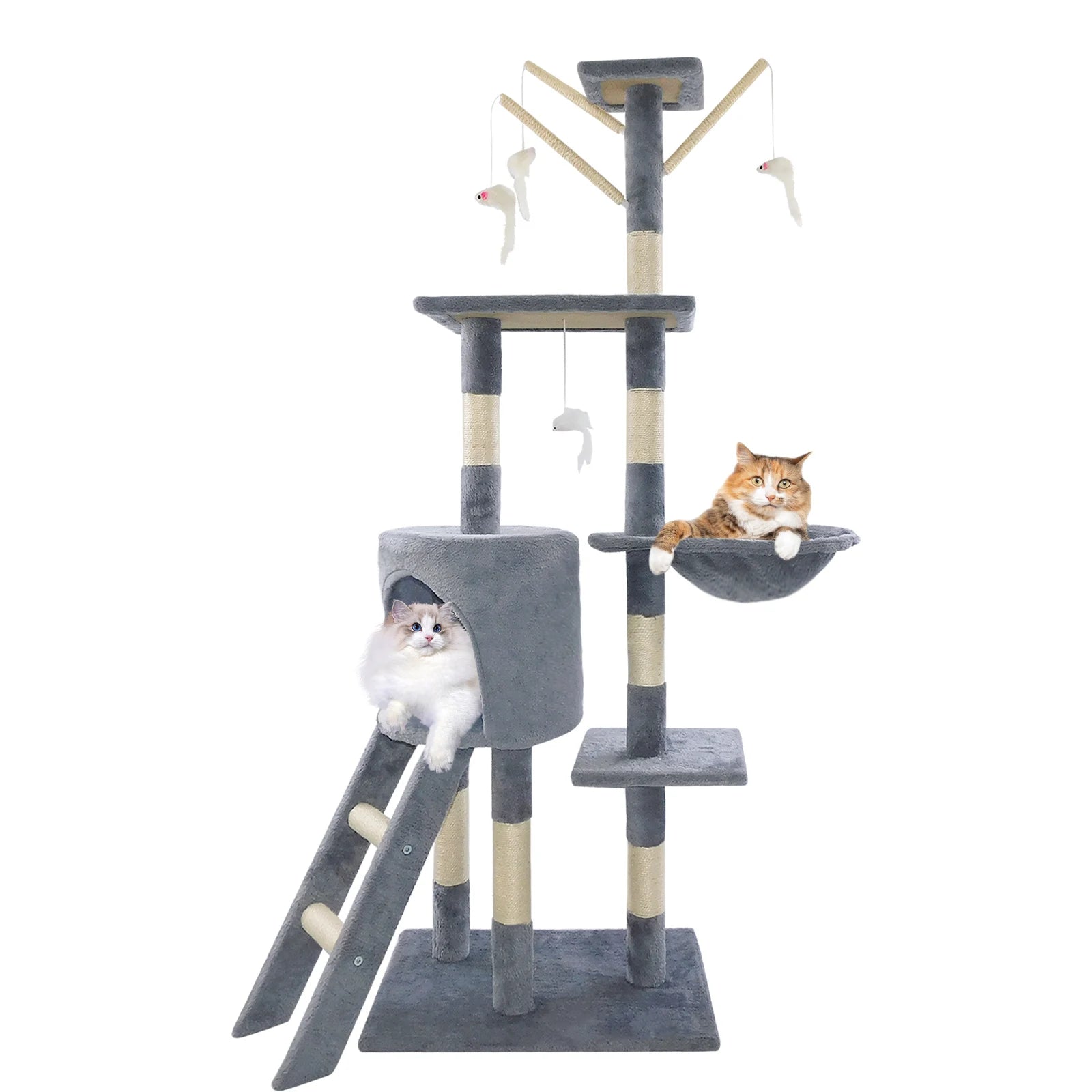 DayPlus 140cm Cat Tree Tower Multilevel Scratching Posts Condos Ladder Activity Centre for Cats
