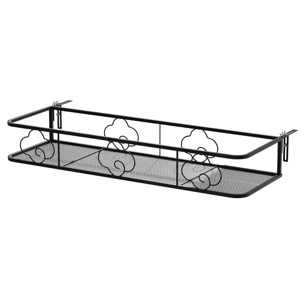 Adjustable Hook Wall Railing Flower Rack 80x25x12cm Metal Plant Stand for Balcony Patio Porch Fence