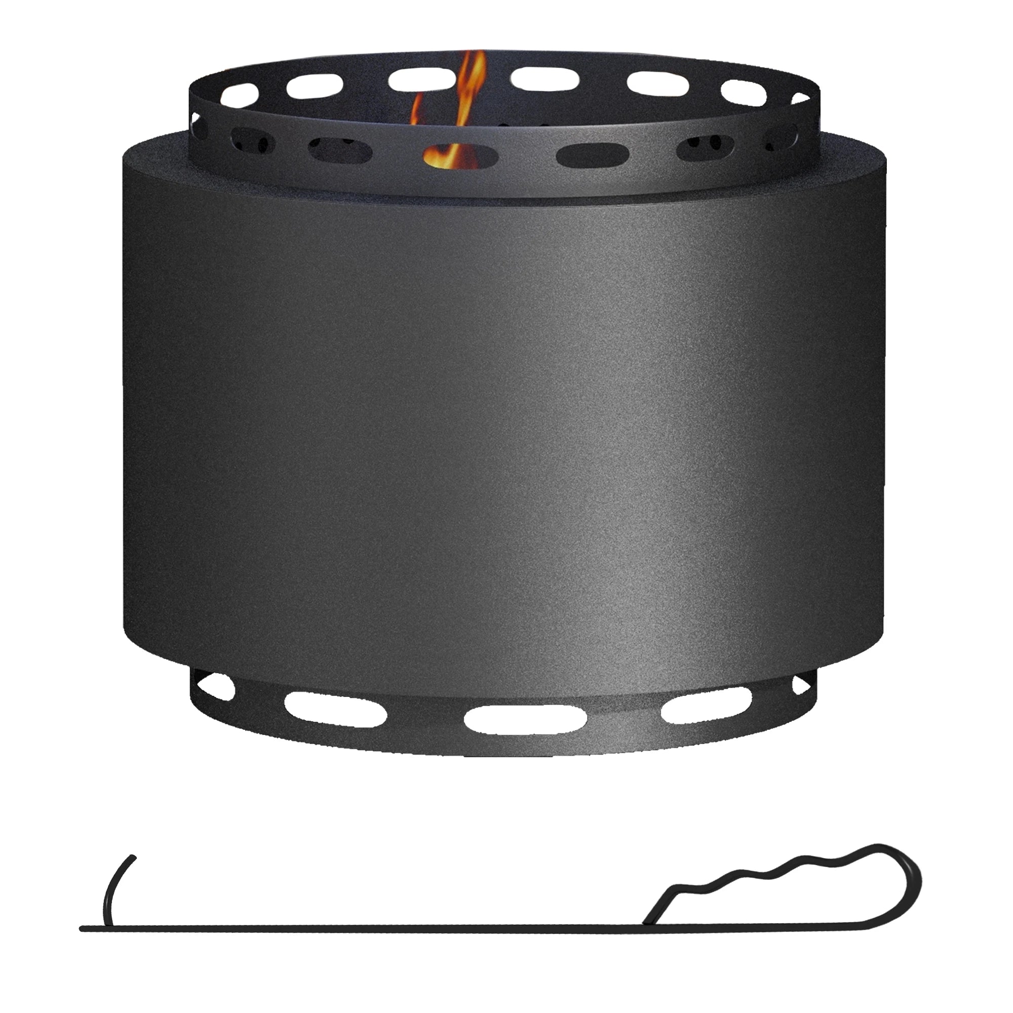 Smokeless Fire Pit 48.5cm Portable Wood Burning Firepit with Poker Powder Coated Metal for Garden Camping