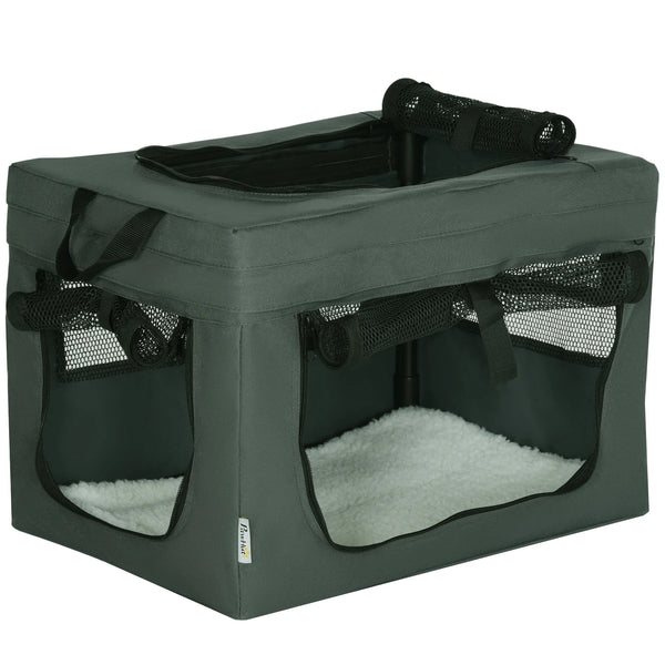 Soft Sided Fabric Dog Crate Collapsible Travel Carrier with Cushion 3 Doors 5 Sizes for Dogs and Cats