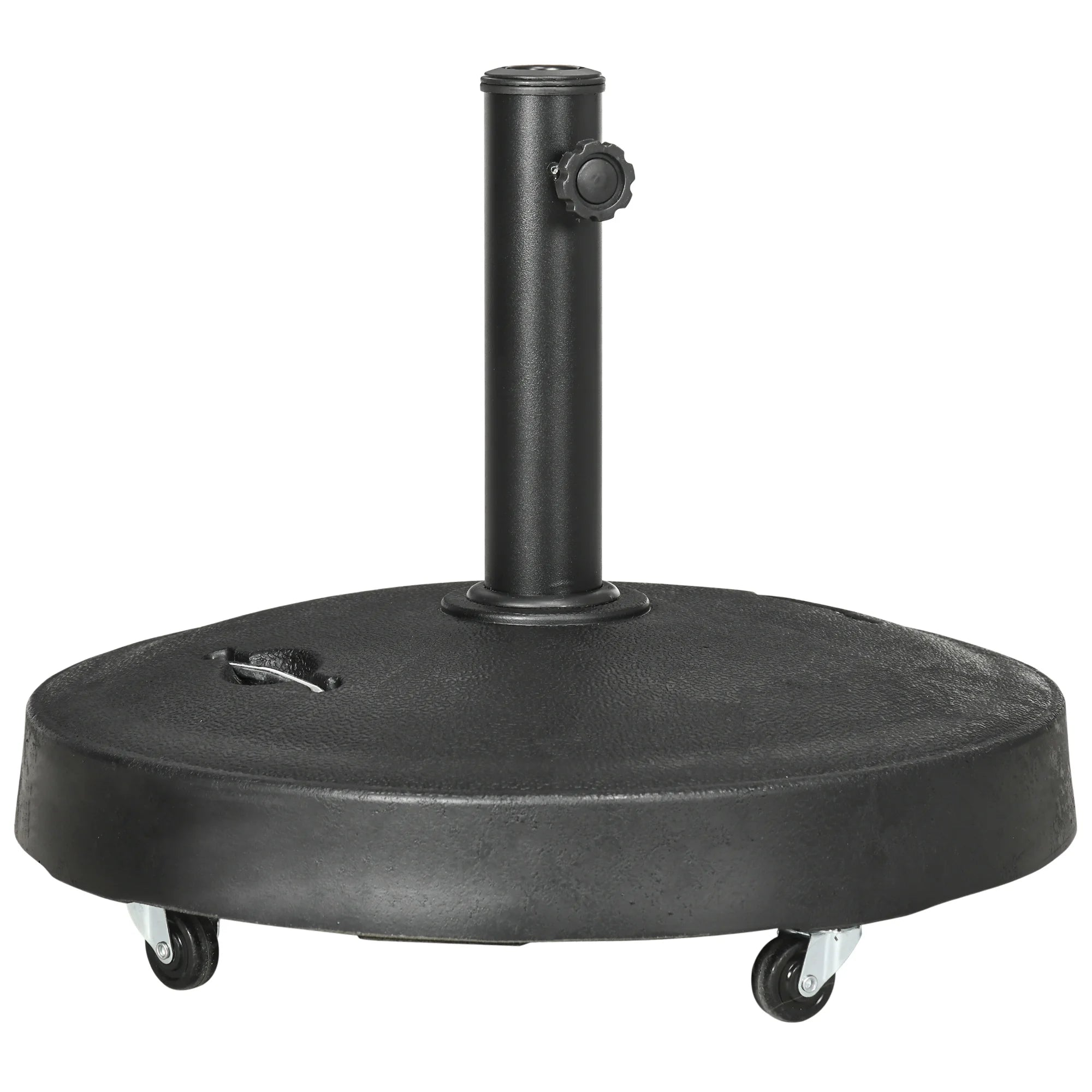 23.5kg Heavy Duty Parasol Base with Wheels and Handles Resin Garden Umbrella Stand for 38-48mm Poles Black