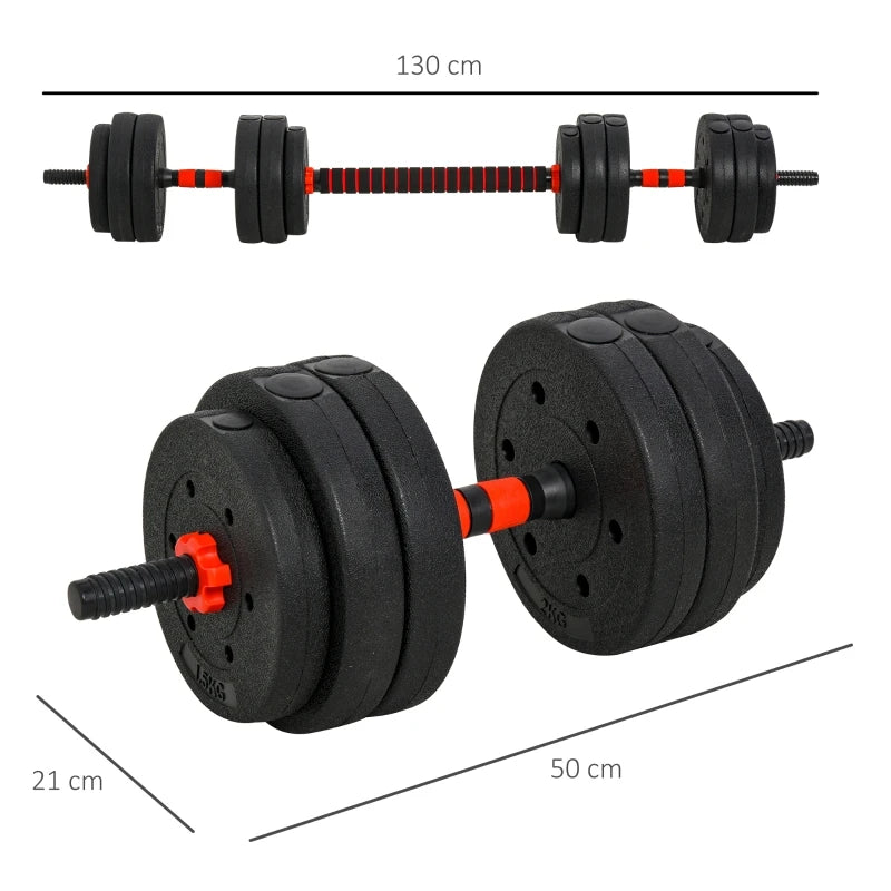 25kg 2 in 1 Adjustable Dumbbells Barbell Weight Set Black for Body Fitness Home Office Gym