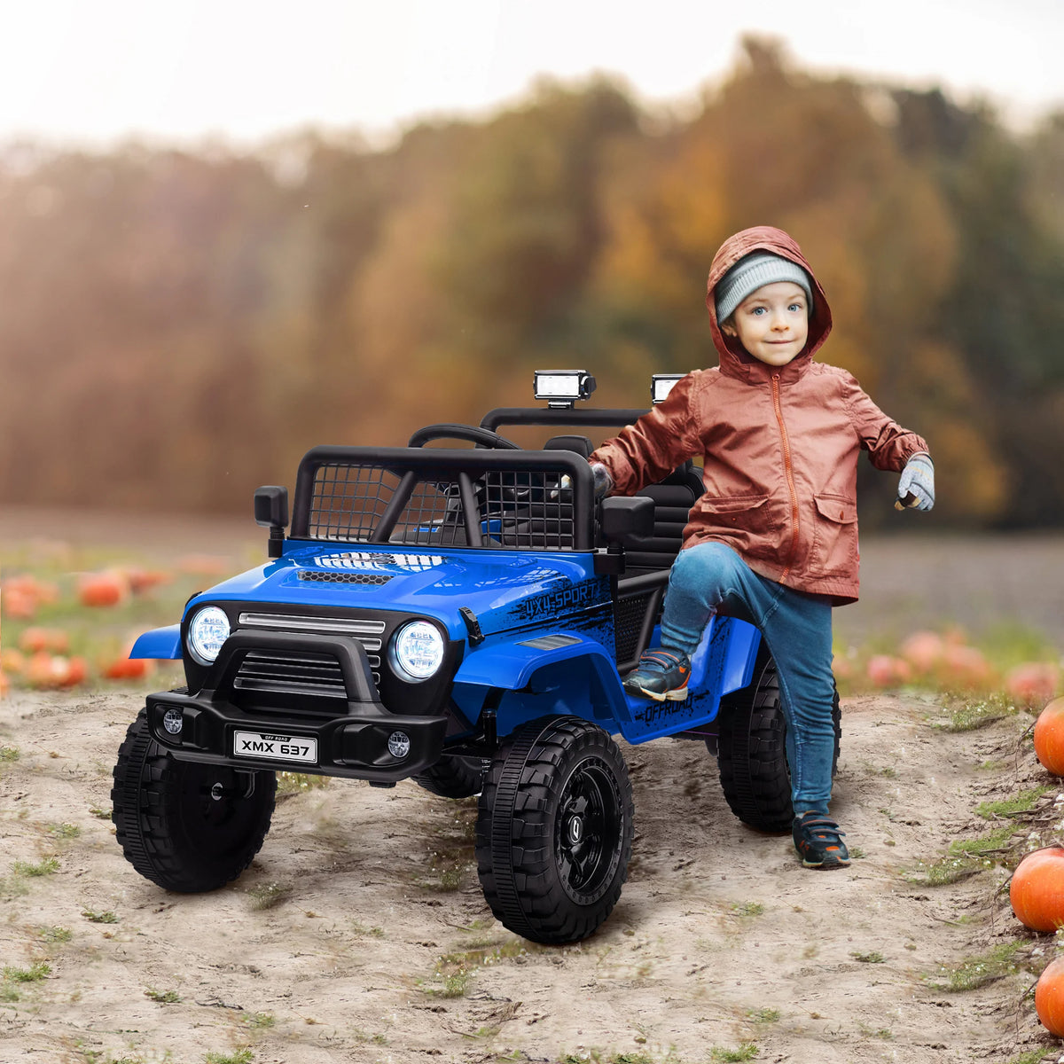 12V Kids Ride On Electric Truck 109x67x68.5cm with Spring Suspension 3 Speeds Remote Control and Lights