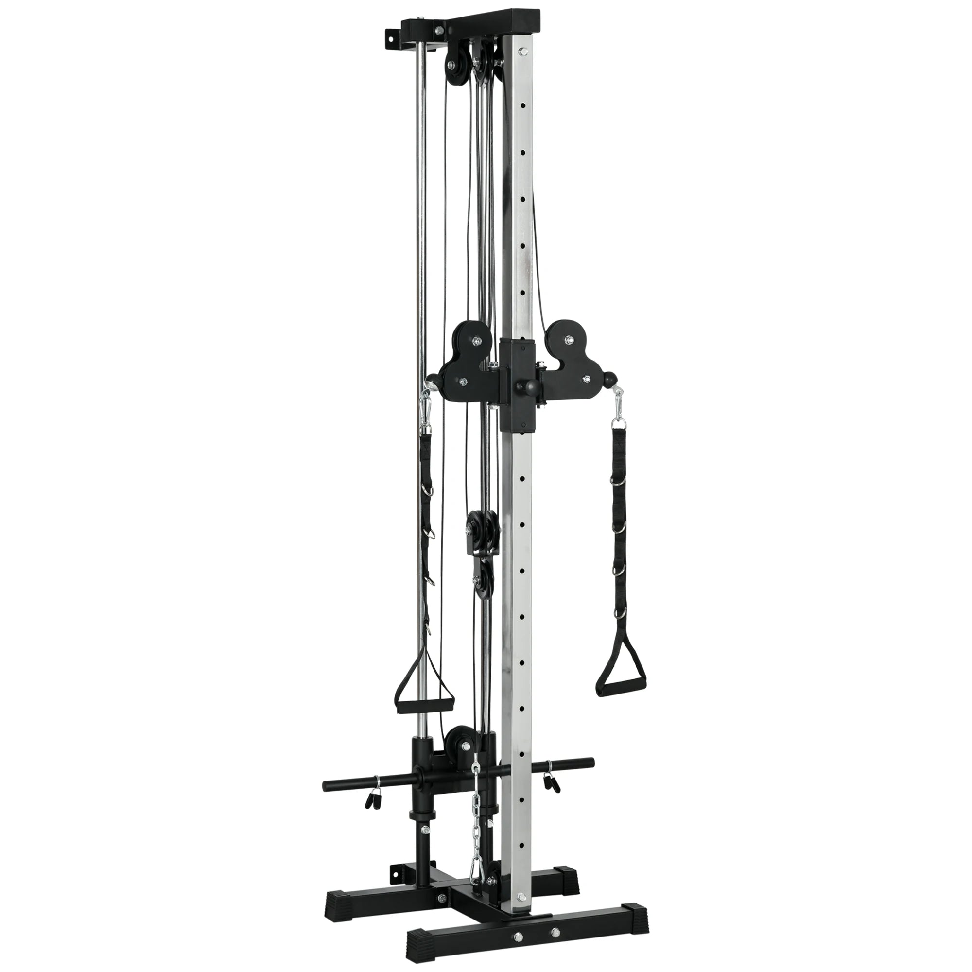 Wall Mount Cable Machine 15 Position Adjustable Dual Pulley System 120kg Capacity Home Gym Strength Training