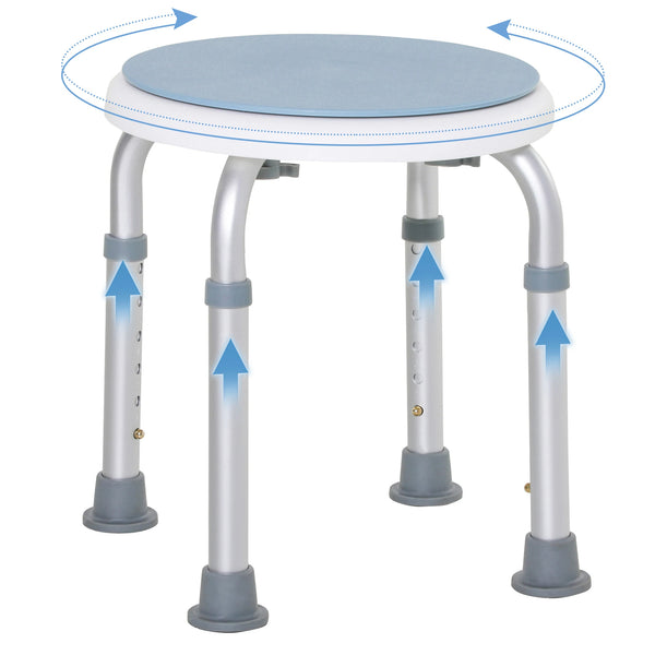 Aluminium Bath and Shower Stool with 360° Swivel Seat and Adjustable Height