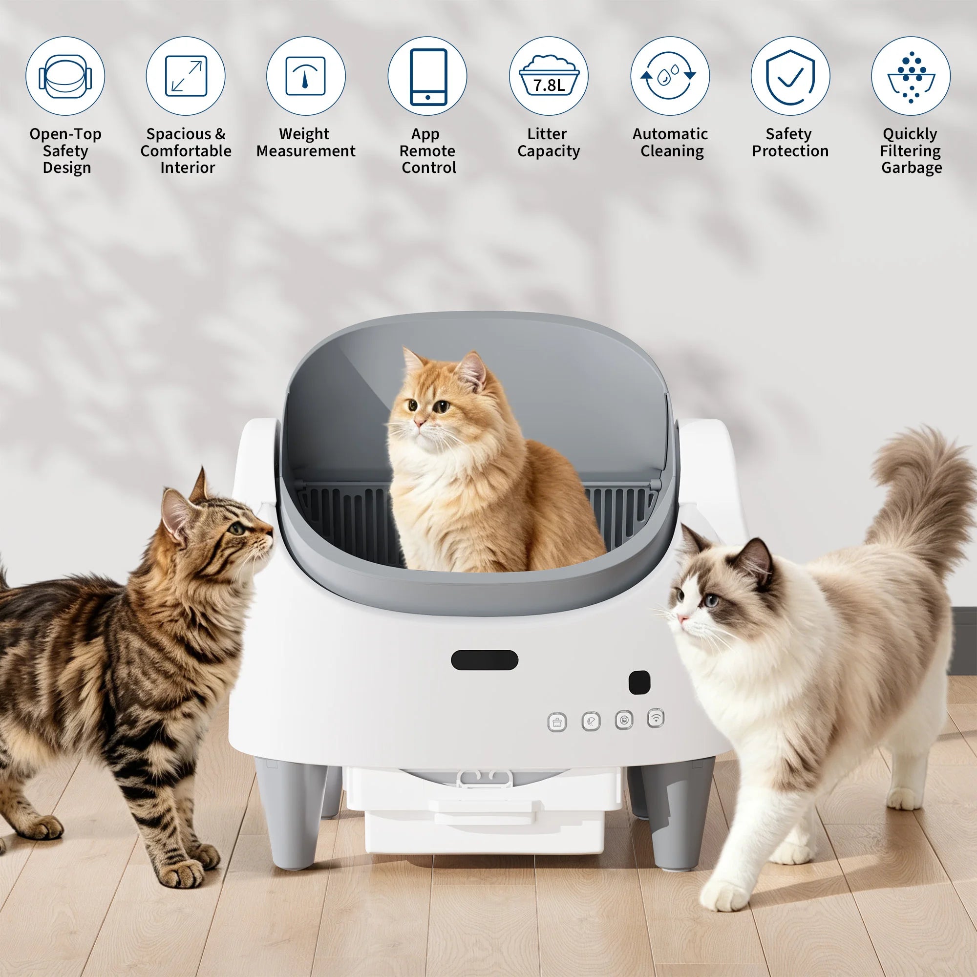 Smart Self Cleaning Cat Litter Box, 10.5L App Control Auto Tray | Hackerprice®