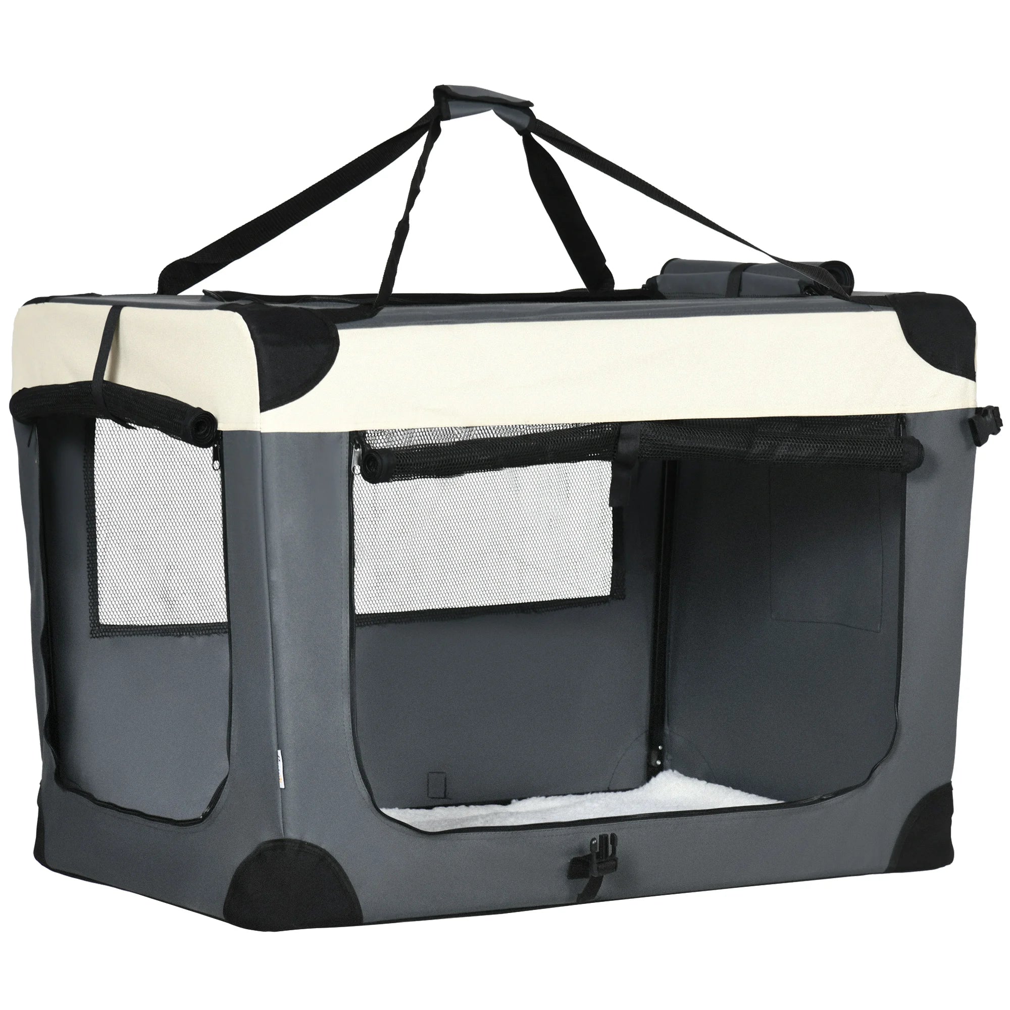 91cm Foldable Pet Carrier Bag Soft Travel Dog Crate for Large Dogs and Cats with 3 Doors Mesh Window and Shoulder Strap