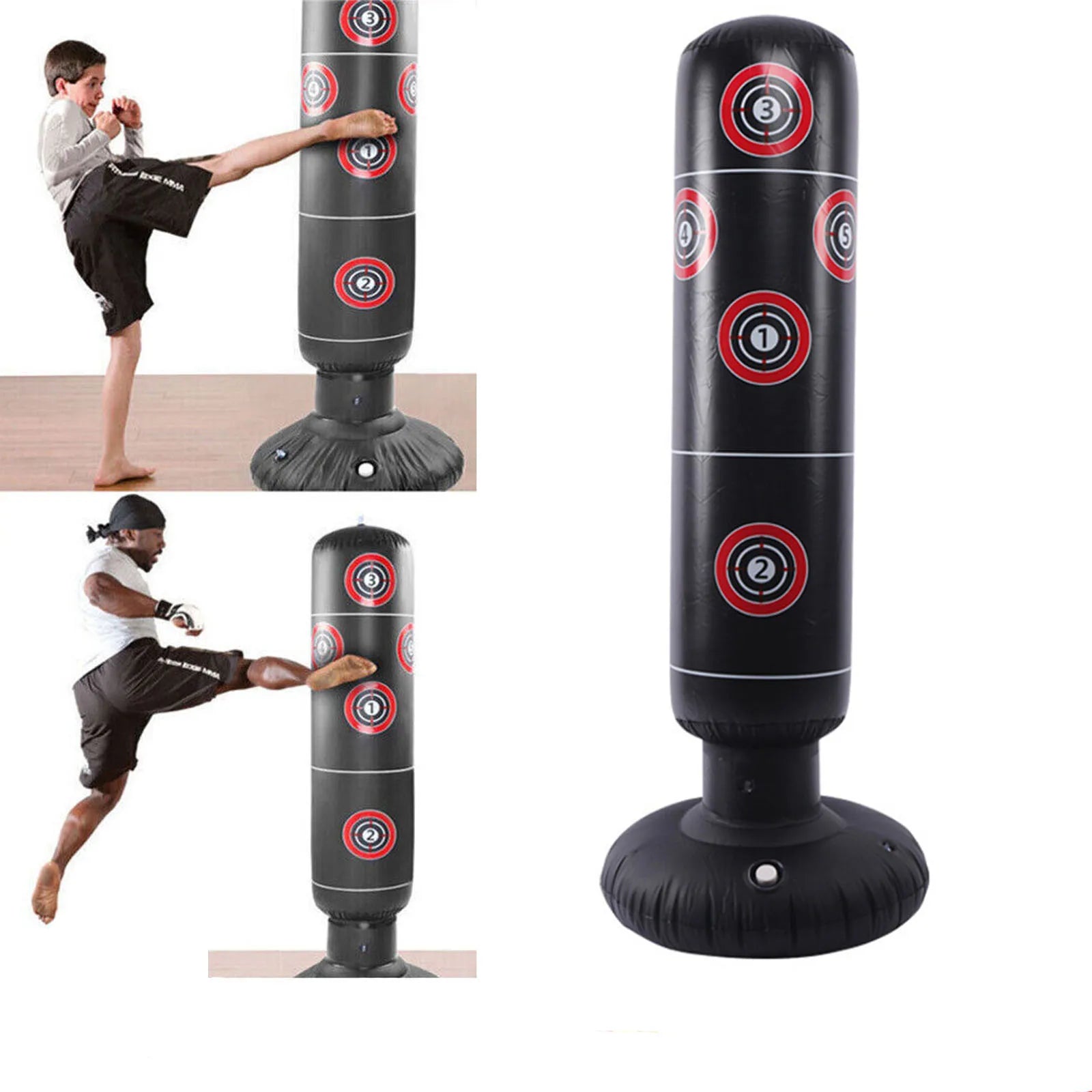 160cm Inflatable Punch Bag Free Standing Boxing Target with Numbered Zones for Kids Adults Training