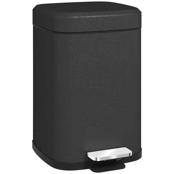 12L Kitchen Pedal Bin, Metal Rubbish Bin with Soft-Close Lid