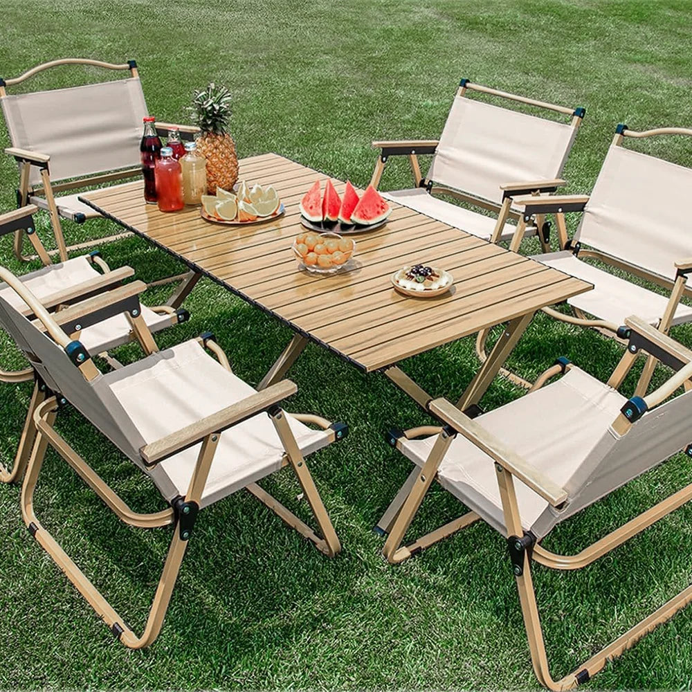 Folding Camping Egg Roll Table Carbon Steel Outdoor Portable Picnic Coffee Table with Storage Bag Small Medium Large