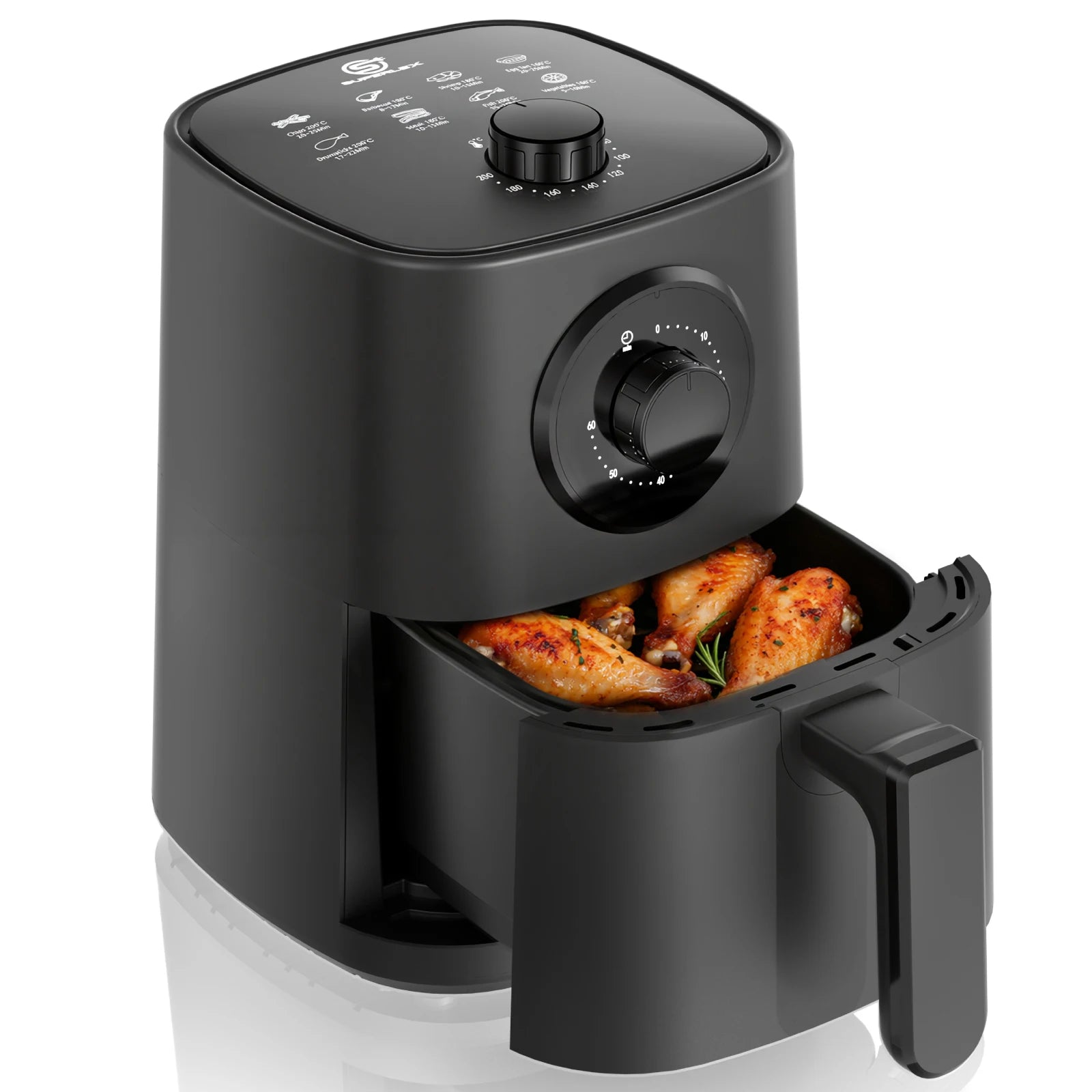 2.5L Air Fryer 1000W with Temperature Control Timer Non-Stick Basket and High-Speed Air Circulation for Healthy Home Cooking