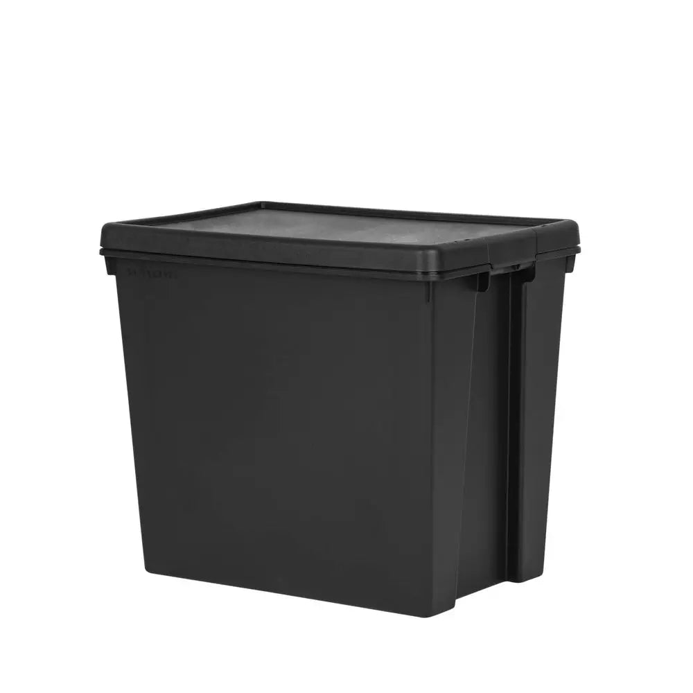 92L Heavy Duty Recycled Plastic Storage Box with Snap-On Lid, Stackable and Nestable