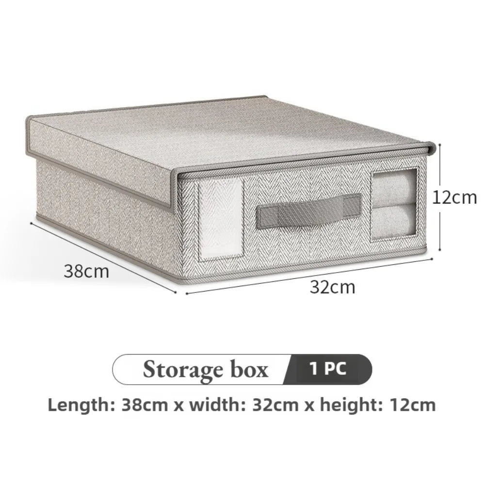 Non-Woven Fabric Storage Box Foldable Wardrobe Organiser for Bed Sheets Blankets Quilts Clothing Grey Beige