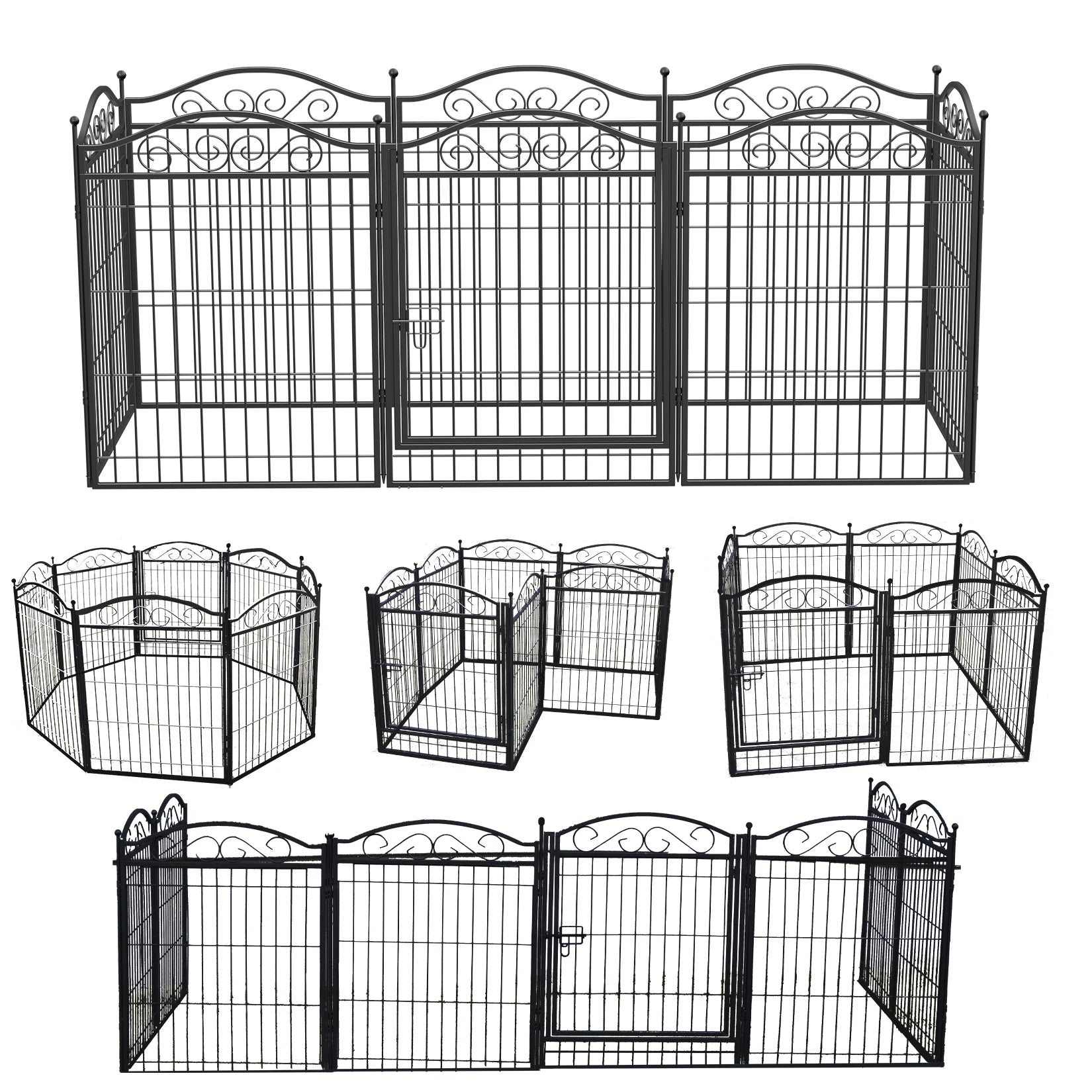 BINGOPAW 8 Panel Dog Playpen 32 Inch Height Heavy Duty Foldable Anti-Rust Indoor Outdoor Fence