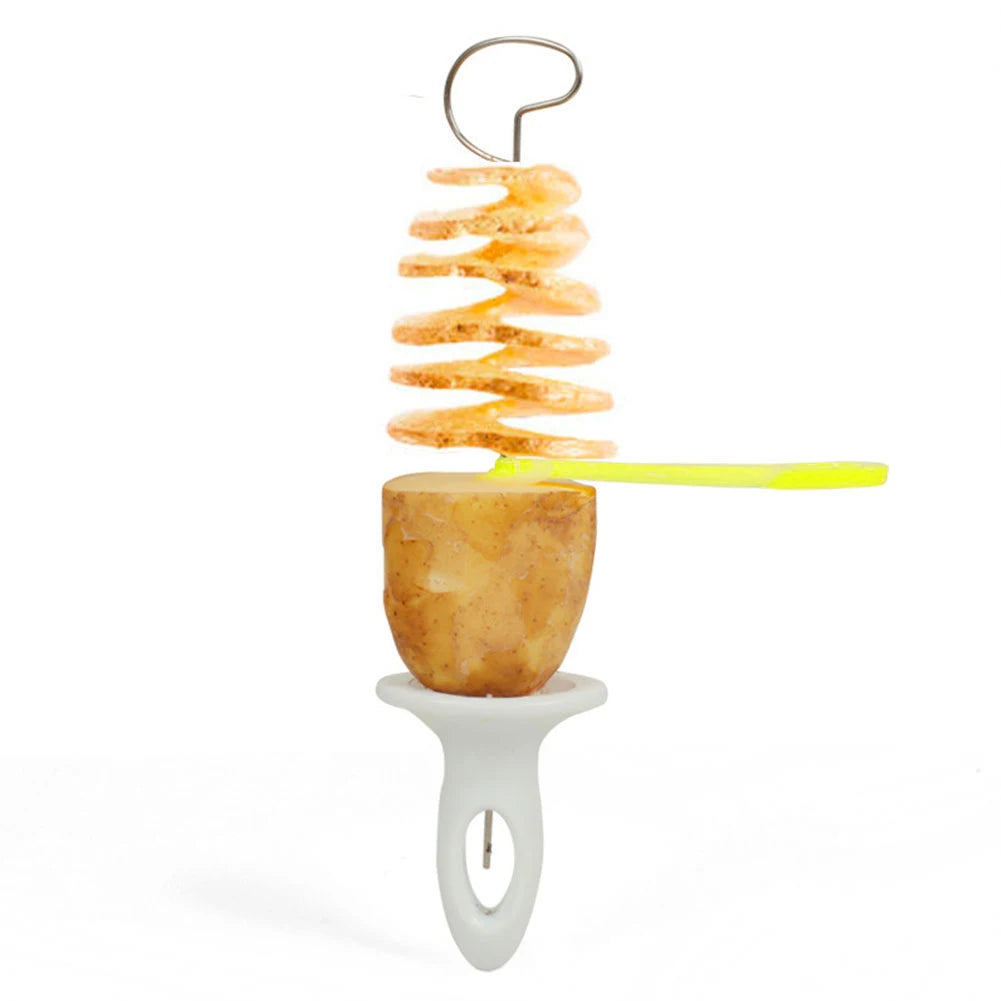 Manual Tornado Potato Slicer with 4 Stainless Steel Sticks | Spiral Chips Maker Twister Kitchen Gadget