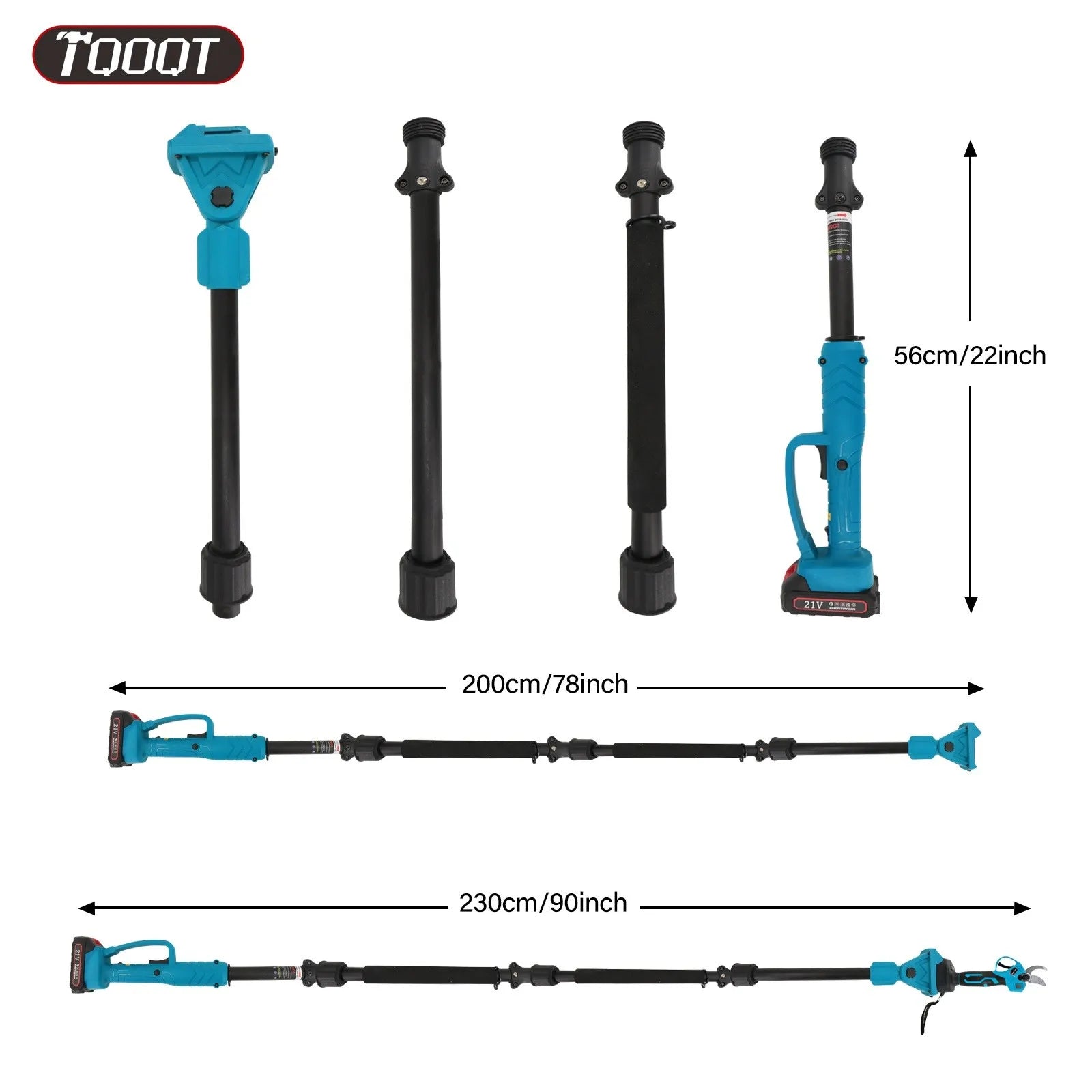 3-in-1 Cordless Pole Saw and Mini Chainsaw 180cm Reach 8 Inch with 4 Batteries Charger for Tree Pruning Garden