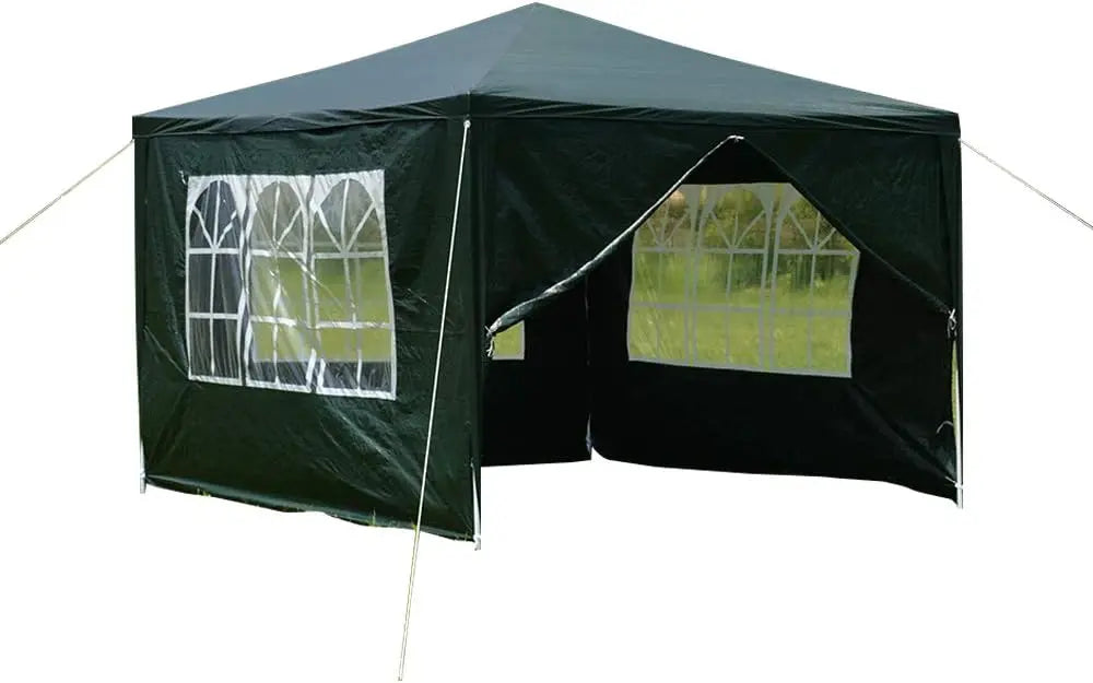 3x3m Waterproof Garden Gazebo Marquee Canopy Steel Frame 4 Church Window Panels for Parties Weddings BBQ Blue
